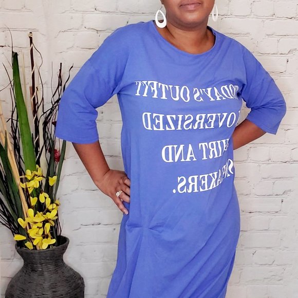 NWT Oversize Blue White Today Outfit T Shirt - Picture 3 of 3